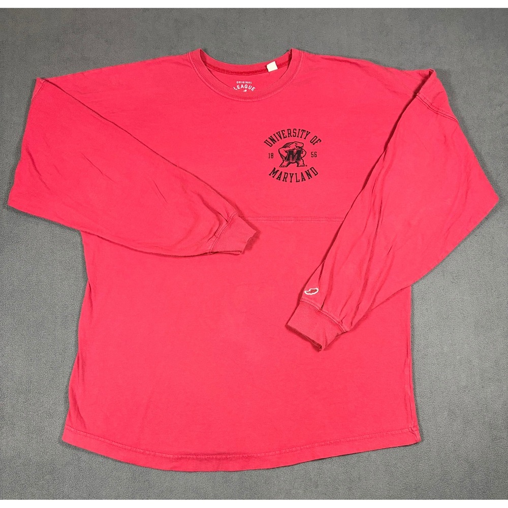 Original League T-Shirt Mens Medium Red University of Maryland Long Sleeve